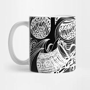 Boat In The Night / Psychedelic Abstract Stormy Sea (White) Mug